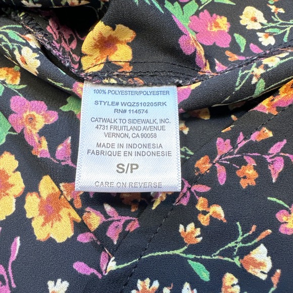 Pleione Floral Print‎ Tunic Top Womens Small Short Sleeve Casual Blouse Boho - Picture 4 of 8